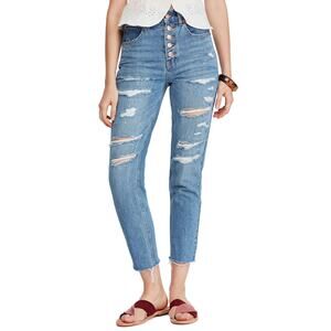 We the Free People Blossom Rigid Crop Skinny Jeans Distressed Size 27